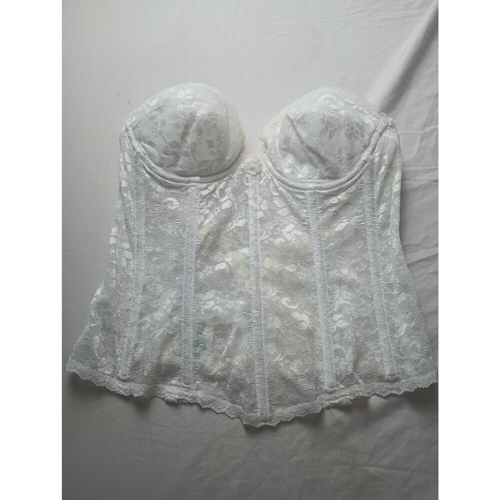 Vintage White Lace Bustier MCM Lingerie‎ By Carnival *Flaw Women Size 34B